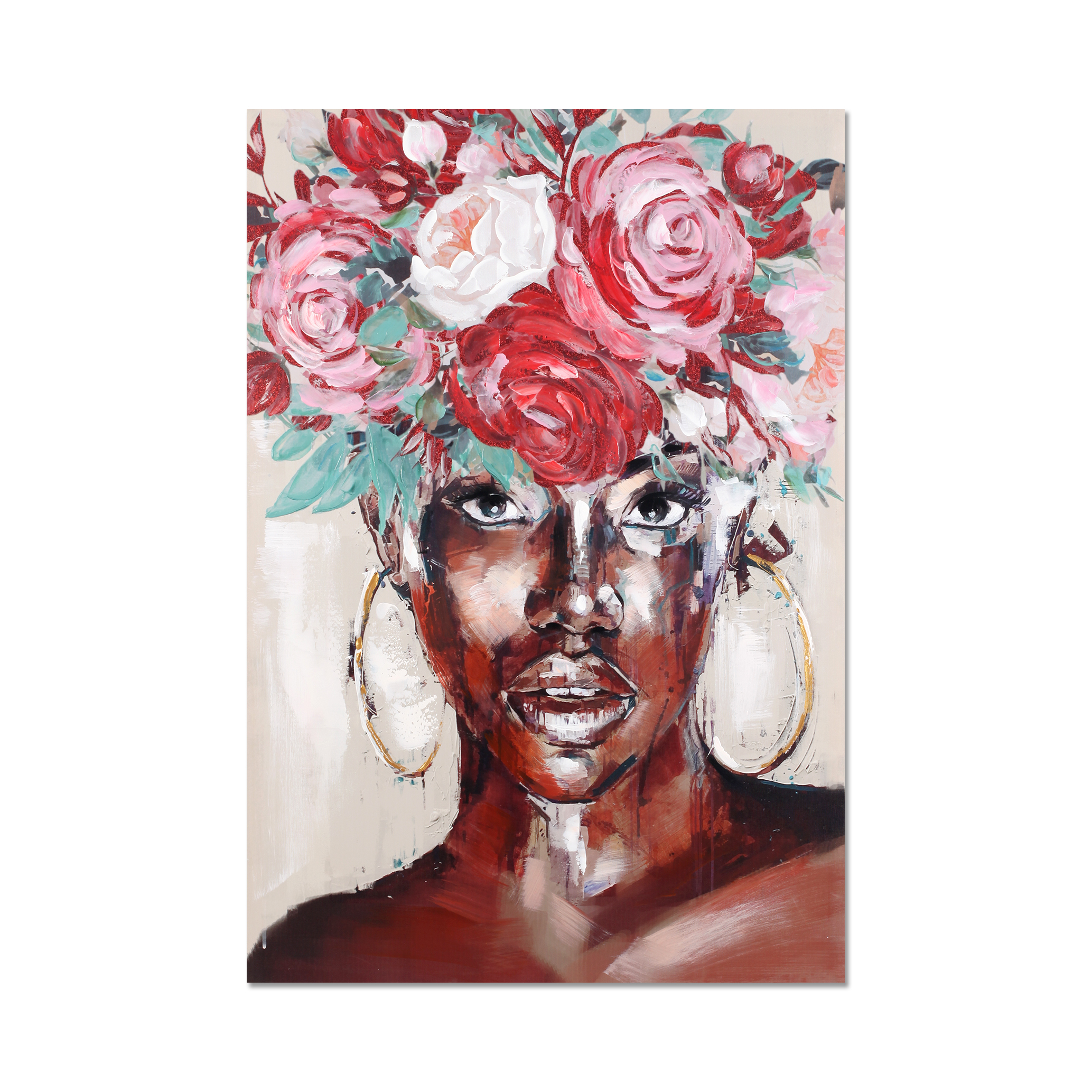 Premium beautiful lady portrait hand painted canvas picture oil painting