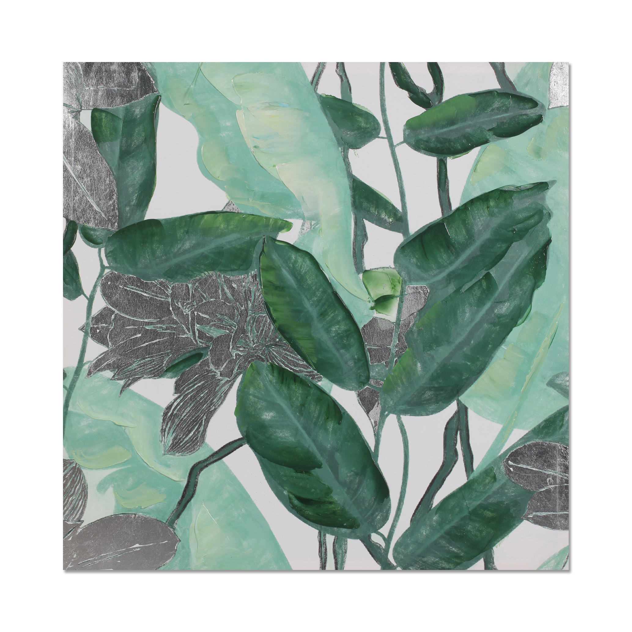 Newest fashion floral design green leaves for living room decor canvas wall art oil paintings
